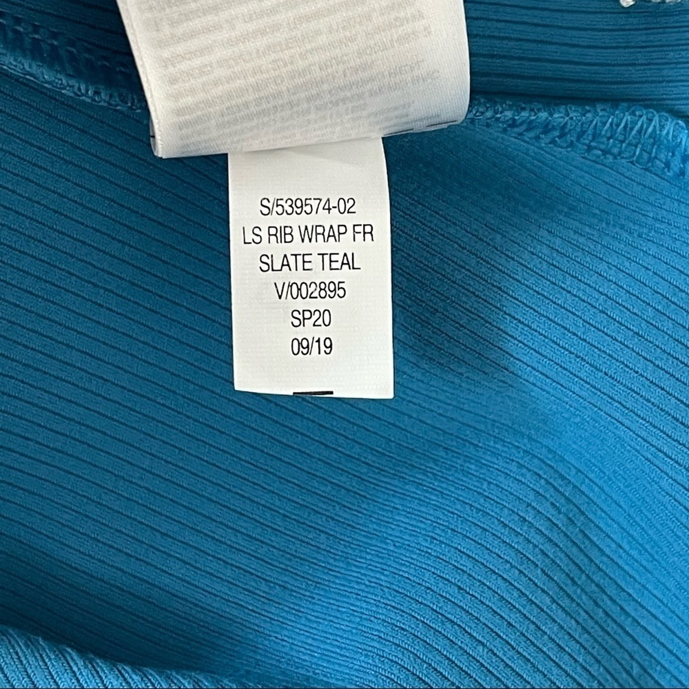 GAPFIT Rib Long Sleeve Wrap Front Slate Teal - Picture 5 of 7